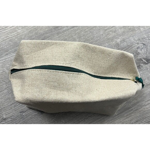 NUXE Paris Makeup Bag Travel Case Zip Close Designer Linen Cotton Beige Cottage - Picture 3 of 7